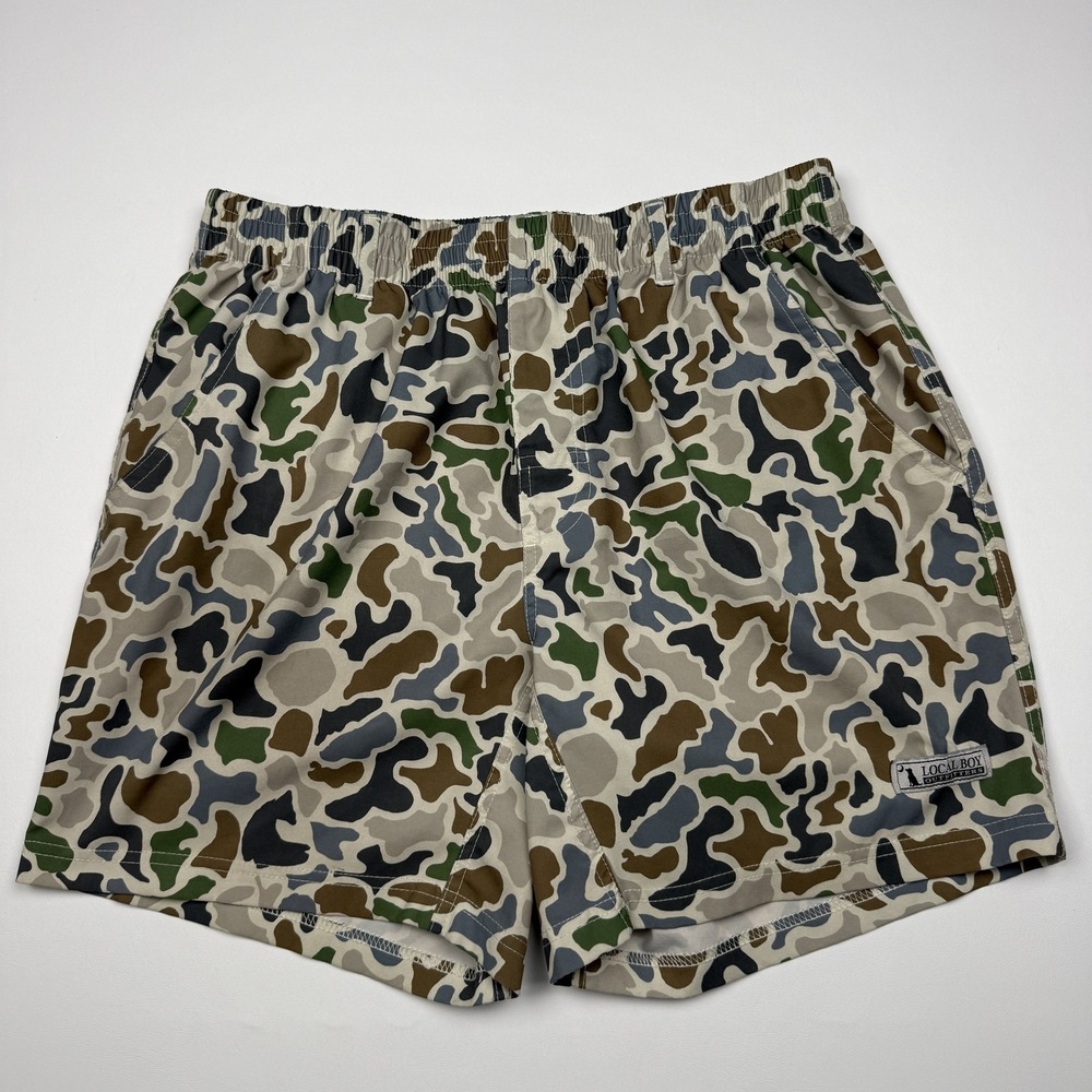 Local Boy Outfitters Shorts Mens Medium Camo Elastic Waist Quick Dry 6 Inseam